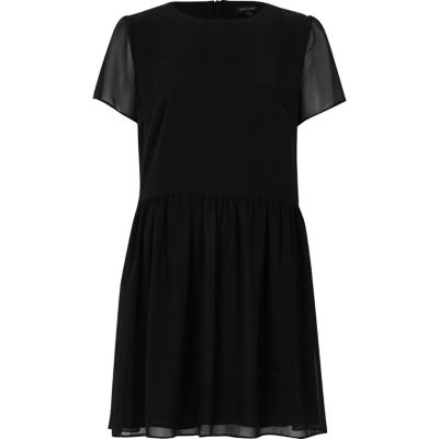 Black soft flared swing dress